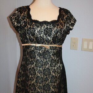 Black Lace Dress, Little Black Dress Empire Waist Lace Dress Vintage
